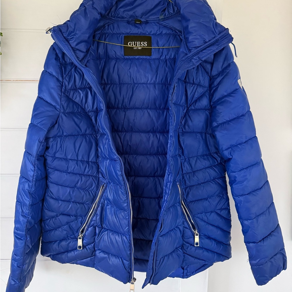 GUESS Women's Large Blue Puffer Jacket